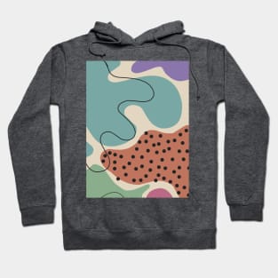 Boho Inspired Aesthetic Abstract Blobs With dots and lines Hoodie